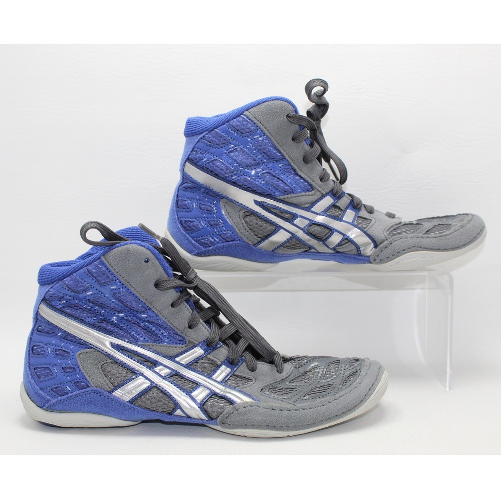 Asics Split Second 9 Wrestling Shoes Blue Grey Silver J203Y Mens 8 Womens 9.5